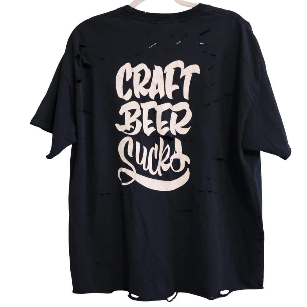 “Craft beer‎ sucks” motorcycle distressed shirt. Gildan XL